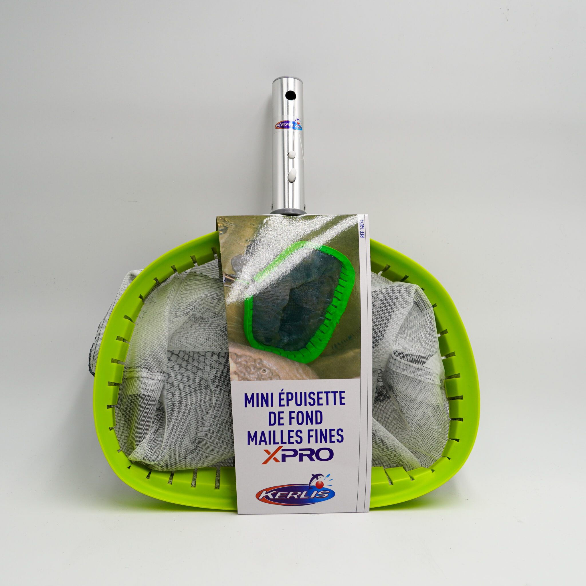 Épuisette De Pêche 15x12cm - Manche 30cm - Filet Vert Nylon - Pour Aquarium, Petit Étang, Bassin - Sourcing Map - 5